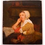 Altmeister des 17./18. Jhd. / Old master, 17th/18th century"Dame am Tisch"
Gemälde Öl/Holz, 21 cm