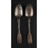 Paar Löffel Rußland / Pair of spoons, RussiaSilber 84 Zolotnik, Meistermarke J Larsen, L: 21,5