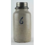 Steingut Flasche 19. Jhd. / Stoneware bottle, 19th centurymit Zinn-Schraubverschluß, H: ca. 20