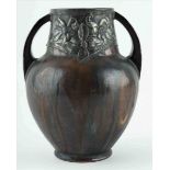 Jugendstil-Vase CHARLES GREBER (1853-1935)mehrschichtige Laufglasur in grau u. Brauntönen, mit