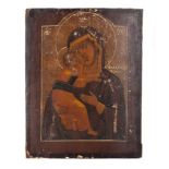 Russische Ikone 19.Jhd. /  Russian icon 1900 centuryMaria mit dem Jesuskind, H: ca. 27,5 cm, B: