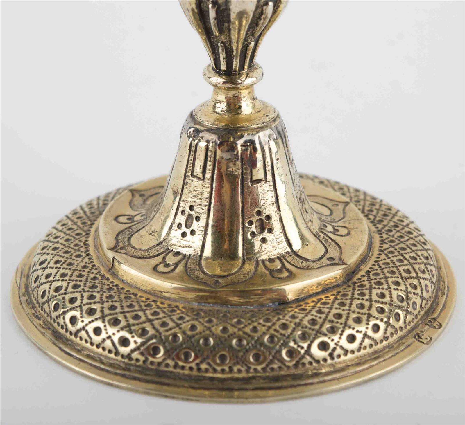 Abendmahlkelch  17. Jhd. / Holy Communion goblet, 17th centurySilber/vergoldet, geprüft, datiert - Image 5 of 5