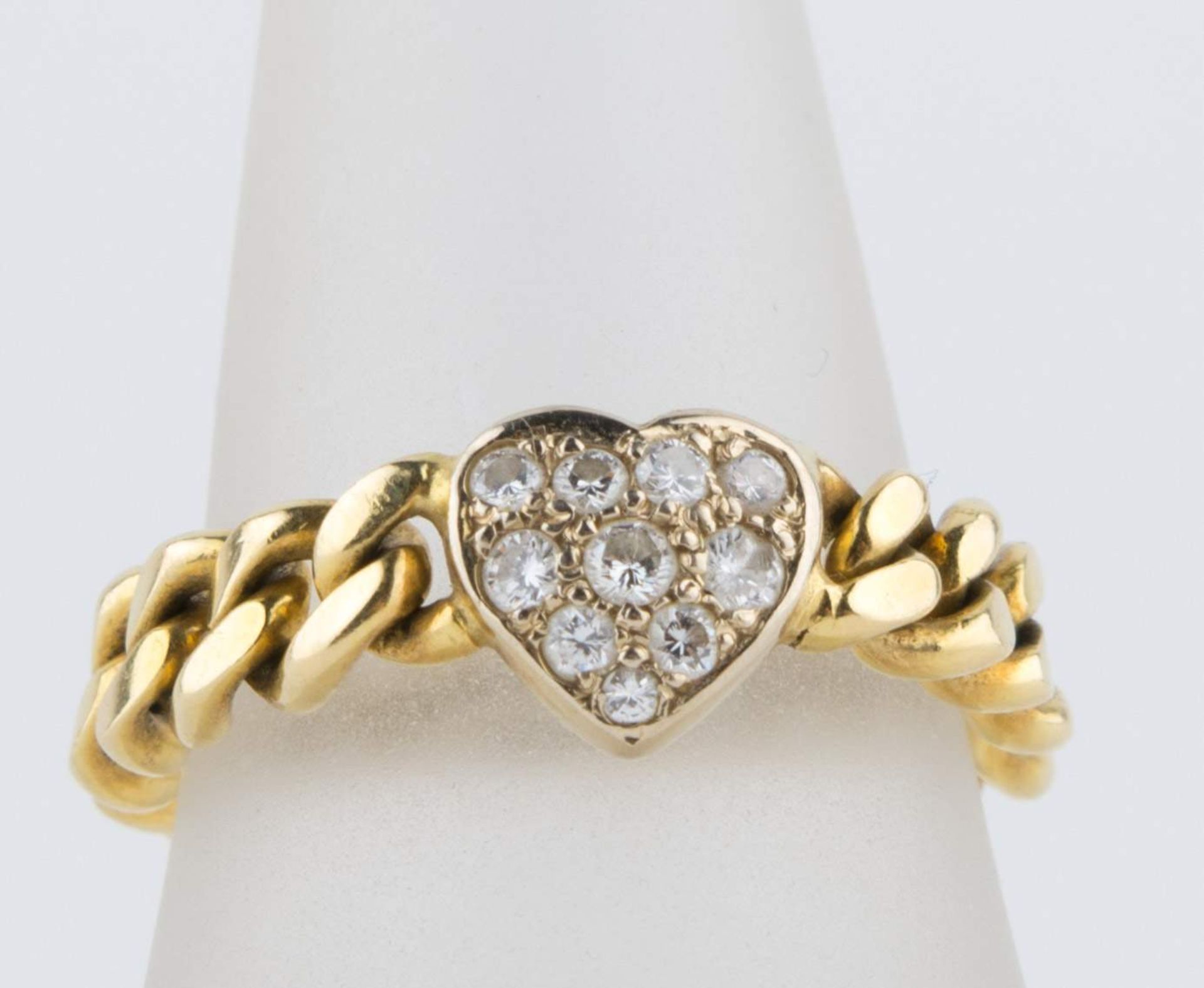 Damenkettenring / Woman´s necklace ring750 GG, mit Brilliantherz, 5,9 g. /
750 yellow gold, with - Bild 2 aus 2