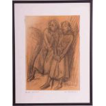 Ernst BARLACH (1870-1938)"Zwei Rastende"
Grafik-Multiple, Farblithografie, 29,3 cm x 21 cm,
rechts