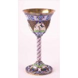 Cloisonne Pokal Rußland / Cloisonné goblet, RussiaSilber 88 Zolotnik, umlaufend verziert mit