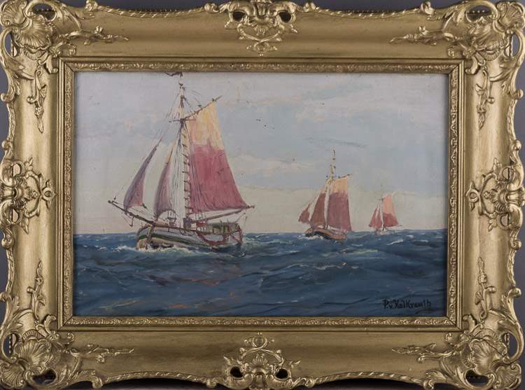 Patrick VON KALCKREUTH (1892-1970)"Segelschiffe auf Hoher See"
Gemälde Öl/Leinwand, 31 cm x 48 - Image 3 of 7