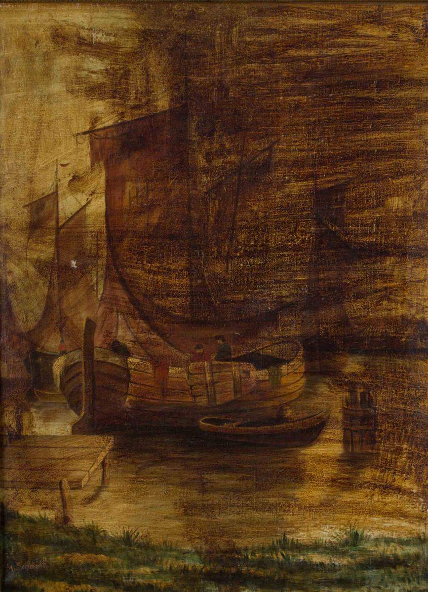 M.Schmidt 19./20."Fischerboote im Hafen"
Gemälde Öl/Leinwand, 63 cm x 47 cm,
links unten signiert, - Image 2 of 6