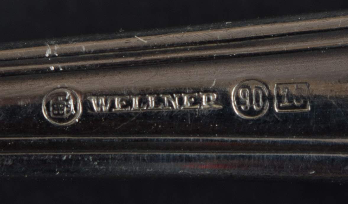 Konvolut Besteck Wellner / Convolute silverware, Wellnerversilbert, 53 teilig, 6 kleine Löffel, 2 - Image 4 of 12