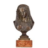 Désiré Pierre Louis MARIE (XIX)"Portraitbüste einer Edeldame"
Skulptur-Volumen, Bronze, H: 20 cm