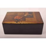 Russische Lackschatulle / Lacquer casket, RussiaDeckel sehr fein mit Liebesszene bemalt, 5,5 cm x