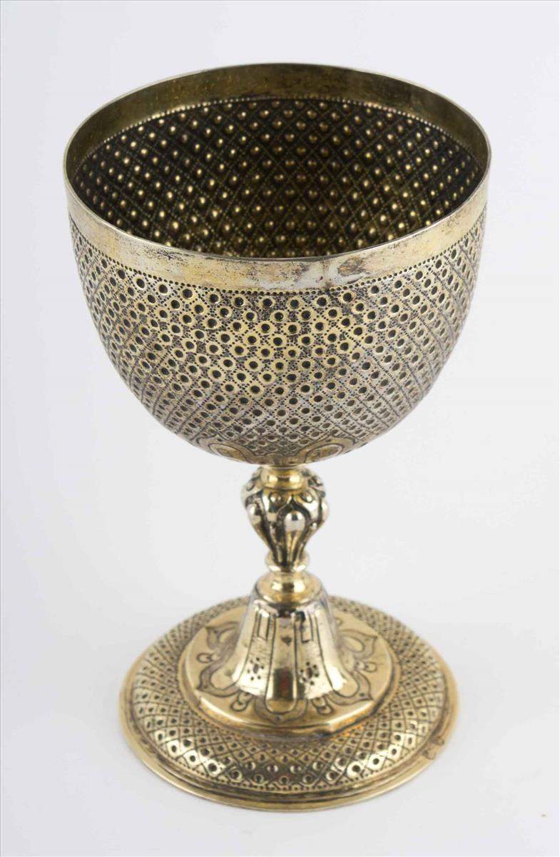 Abendmahlkelch  17. Jhd. / Holy Communion goblet, 17th centurySilber/vergoldet, geprüft, datiert - Image 2 of 5