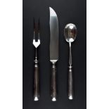 Tranchierbesteck Wellner / Carving silverware, Wellnerversilbert, L: ca. 32 cm /
silver-plated,