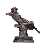 undeutlich signiert / indistinctly signed"liegender Damenakt"
Skulptur-Volumen, Bronze, 
H: 30 cm,