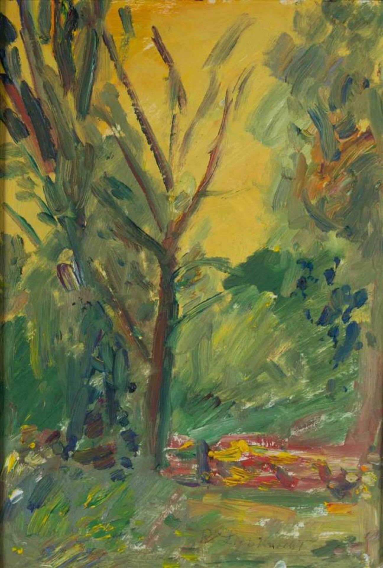 Robert LIEBKNECHT (1903-1994)(Sohn von Karl Liebknecht)"Im Park"Gemälde Öl/Malkarton, 54 cm x 36,5 - Image 2 of 6