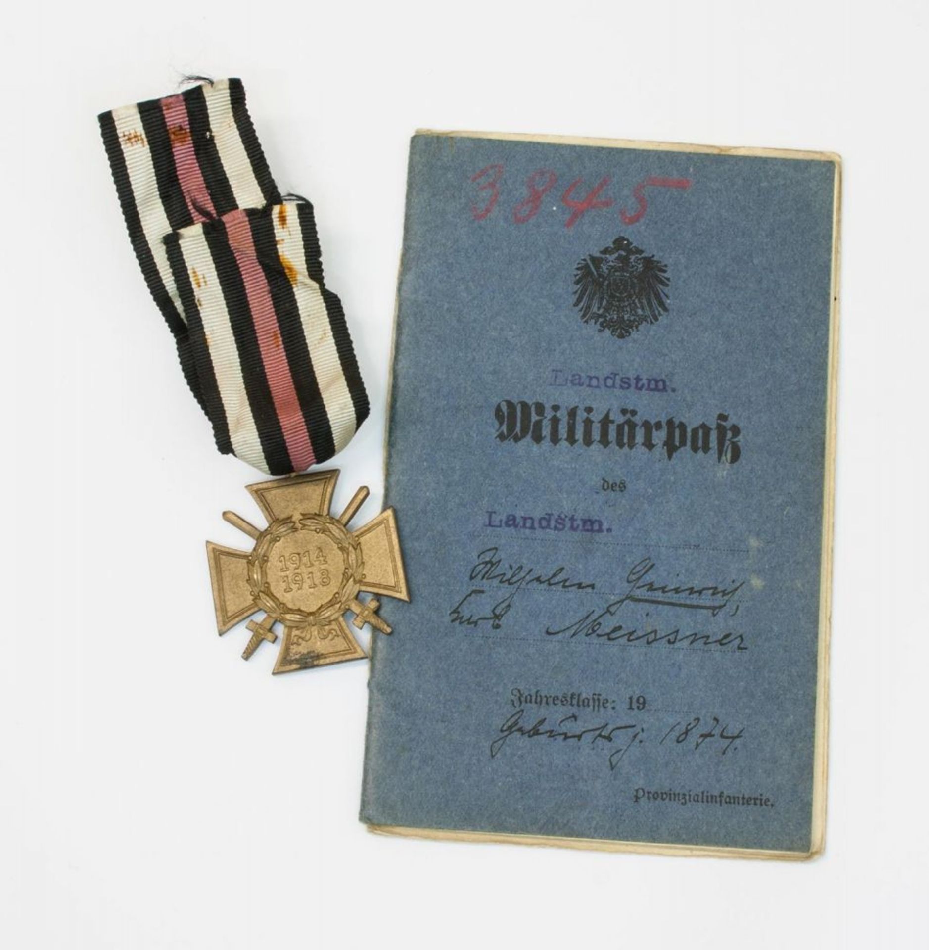 Militärpaß u. Kriegsteilnehmerkreuz  I. WK 1916-18, Ers. Bat. Inf. Reg. 163, Teilnahme an