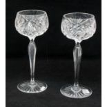 Paar Weinkelcheum 1910, Kristallglas handgeschliffen mit eingestochener Luftblase, H. 20,5