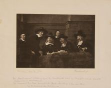 Rembrand (nach)Offsetlithografie nach dem Gemälde "Die Tuchmacher",17 x 26 cm, unger.Mindestpreis:
