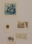 Diverse Künstler(verschiedene Künstler des 20. Jh.)5 ExlibrisOriginal Radierungen, verschiedene