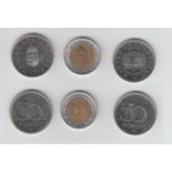 3 MünzenUngarn, 1 x 100 Forint 1996, 2 x 50 Forint 2004/ 2007, untersch. Thematik