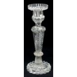 TafelleuchterBöhmen um 1890, klares Preßglas, Balusterform, H. 21,5 cmMindestpreis: 20 EUR