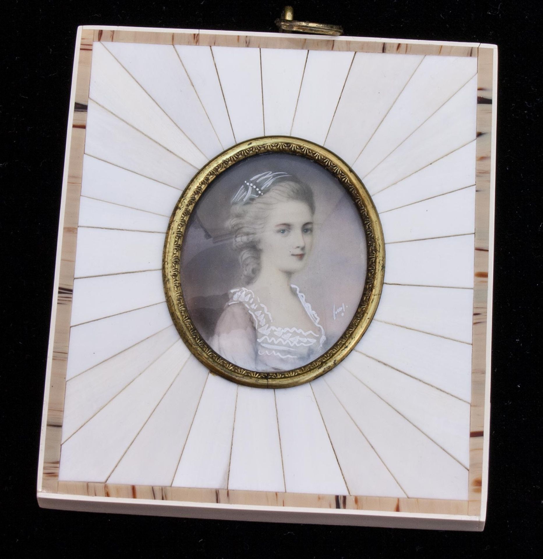 MiniaturPortrait Constanze Mozart, auf Elfenbein, partiell handgemalt, 10 x 8,5 cmMindestpreis: 30