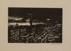 Reisgies(deutscher Grafiker d. 20. Jh.)Berlin bei NachtOriginal Lithografie, 19,5 x 30 cm, unger.,