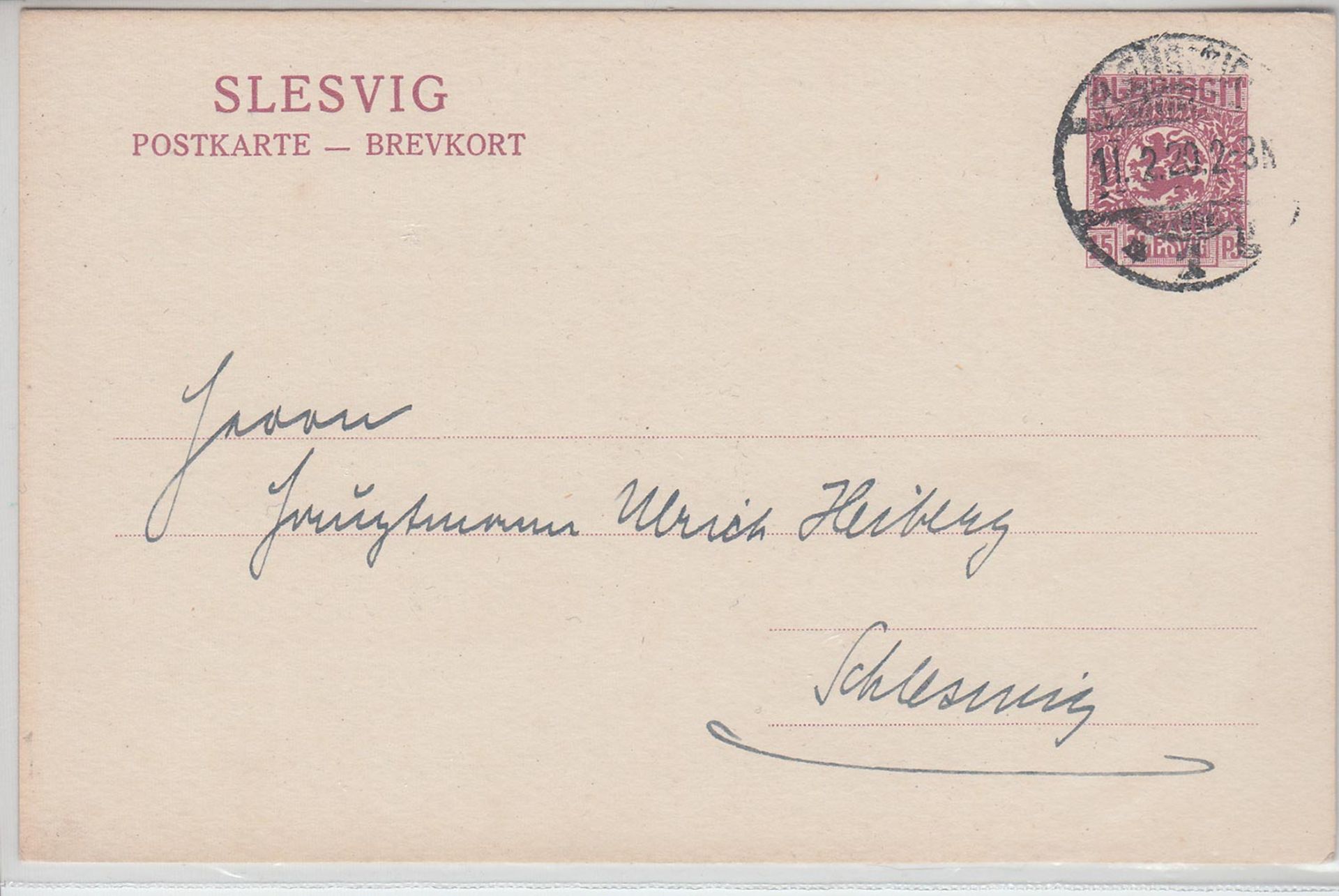 GanzsacheSchleswig um 1920, gelaufenMindestpreis: 5 EUR