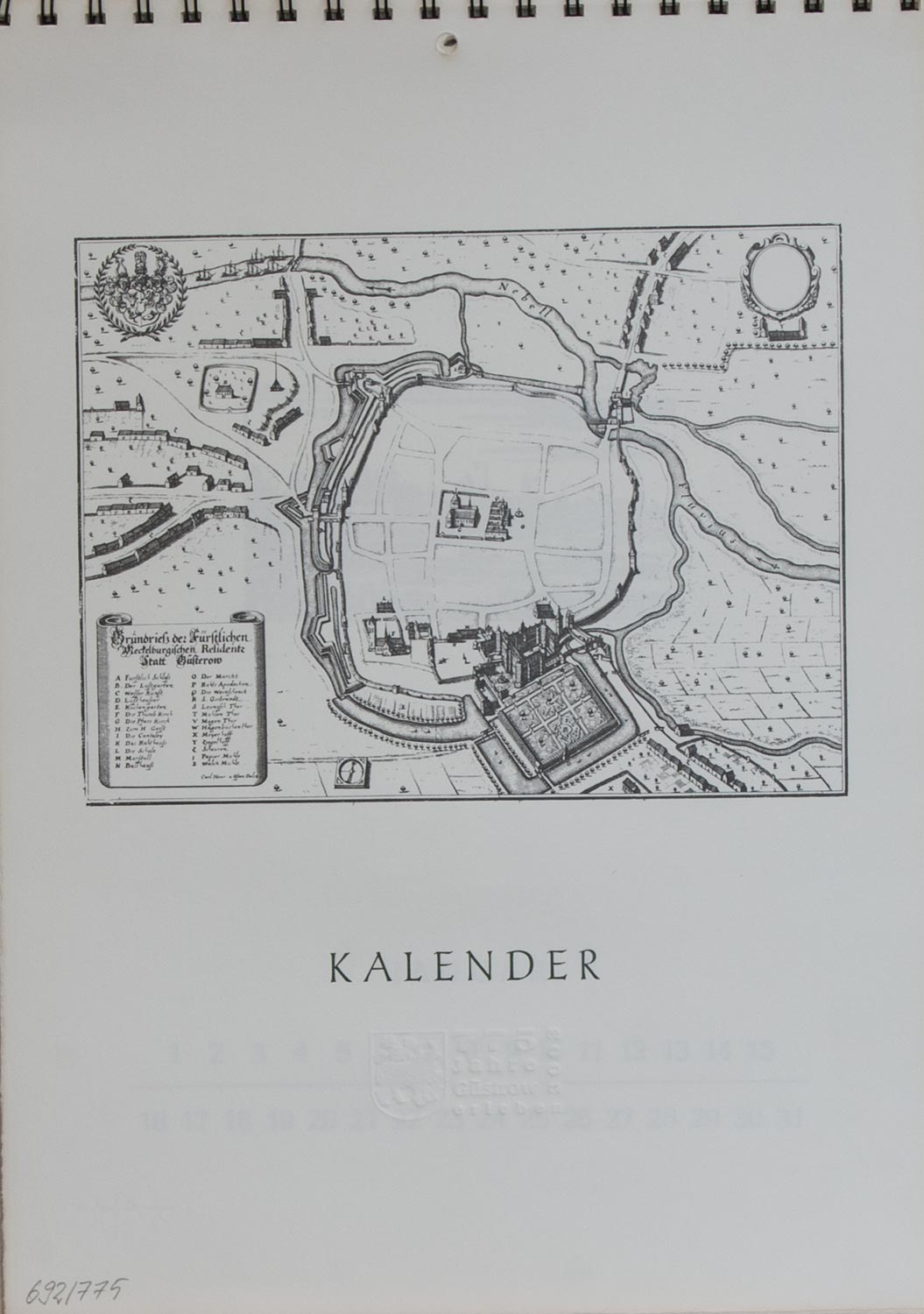 Immerwährender Kalender 775 Jahre Güstrow12 Repro. Drucke auf Zerkall - Büttenpapier v. histor.