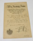 VerleihungsurkundeMilitärverdienstkreuz II. Klasse/ Mecklenburg, 18.Oktober 1916Mindestpreis: 10