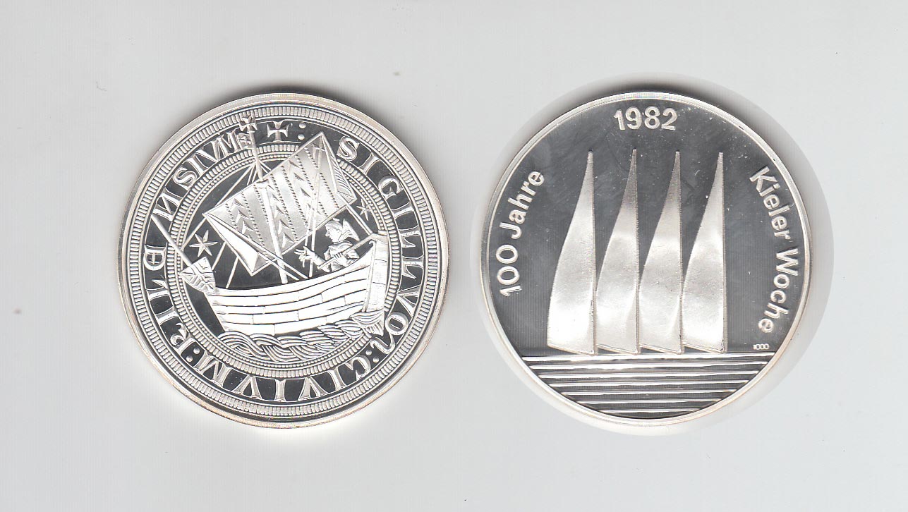 Medaille100 Jahre Kieler Woche 1982, FeinsilberMindestpreis: 10 EUR