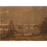 Otto Wagner(norddeutscher Landschaftsmaler des 19./ 20. Jh.)Fischerboote an d. Kurischen