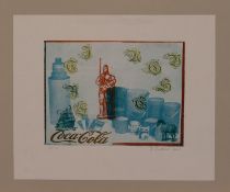 Bernd Friedrich (Düsedau 1946 -, deutscher Grafiker u. Illustrator)Coca ColaKlischeedruck, 12 x 15,5