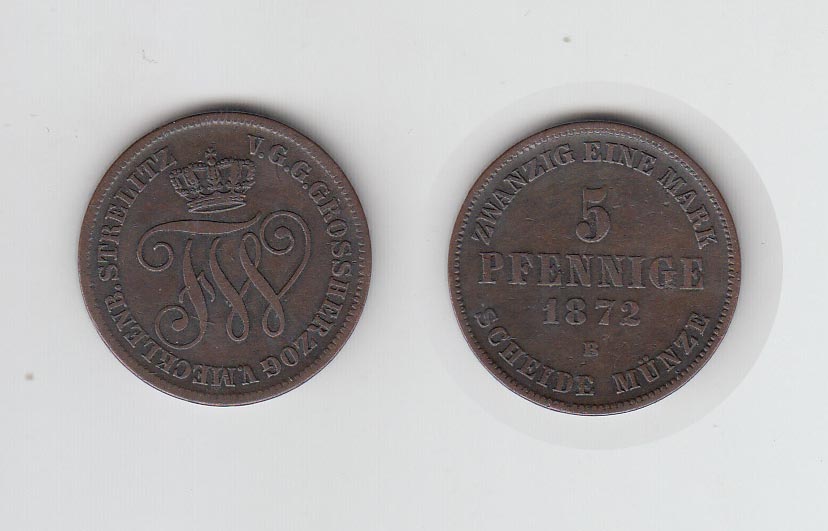 5 PfennigeMecklenburg-Schwerin 1872, ss-vzMindestpreis: 10 EUR