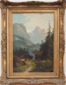 C. Bachmann(süddeutscher Landschaftsmaler des 19. Jh.)AlpenidyllÖl/ Leinwand, 46 x 30 cm, ger.,