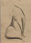 Thieme(Grafiker u. Zeichner d. 20. Jh.)Sitzender KaterOrig.-Lithografie, 16,5 x 10 cm, unger.,
