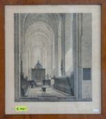 Lithografie"Aarhus Domkirche - Interieur"Lithografie nach einem Stahlstich um 1850, verlegt bei