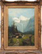 C.Bachmann(süddeutscher Landschaftsmaler des 19. Jh.)AlpenidyllÖl/ Leinwand, 45 x 30 cm, ger., sign.