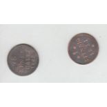 2 Münzen1/48 Taler Mecklenburg Schwerin 1848 u. 1 Pfennig Mecklenburg Schwerin 1831Aufrufpreis: 10