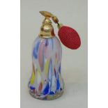 Murano-Parfümflakonum 1950er Jahre, Milchglas mit Farbeinschmelzungen, mundgeblasen, H. 15 cm