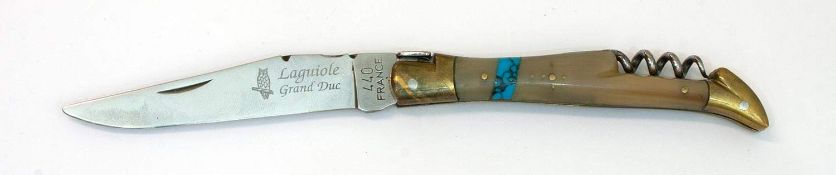 Lagniole MesserGrand Duc, Lagniole Messer mit Korkenzieher, Horngriffschalen, mit