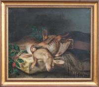 H. Brunet(Jagdmaler d. 19. Jh.)Jagdstillleben mit Hase u. FasanÖl auf Leinwand, 45 x 52 cm, ger.,