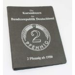 Münzsammlung2 Pfennige BRD 1950-2001, komplett, incl. 1969 J. unmagnetisch, (1967 G magnetisch u.