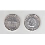 20 MarkDDR 1990, brandenburger Tor, Stgl.Aufrufpreis: 5 EUR