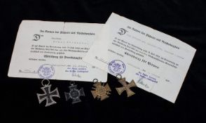 OrdensnachlassI. WK Mecklenburg, Ehrenkreuz für Frontkämpfer mit Urkunde/ Ehrenkreuz für Witwen