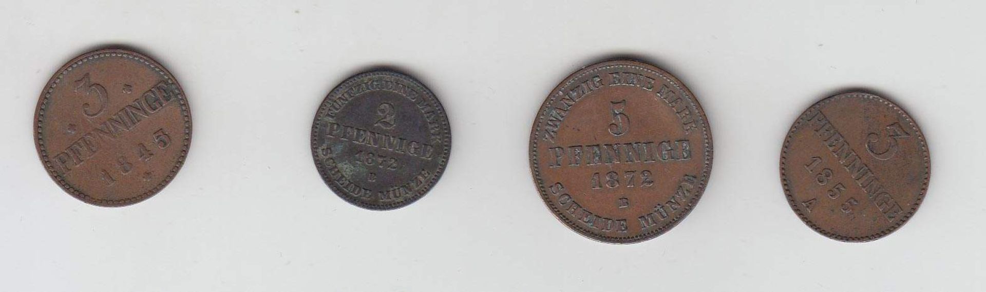 4 MünzenMecklenburg Schwerin 1845 - 1872, KupferAufrufpreis: 10 EUR