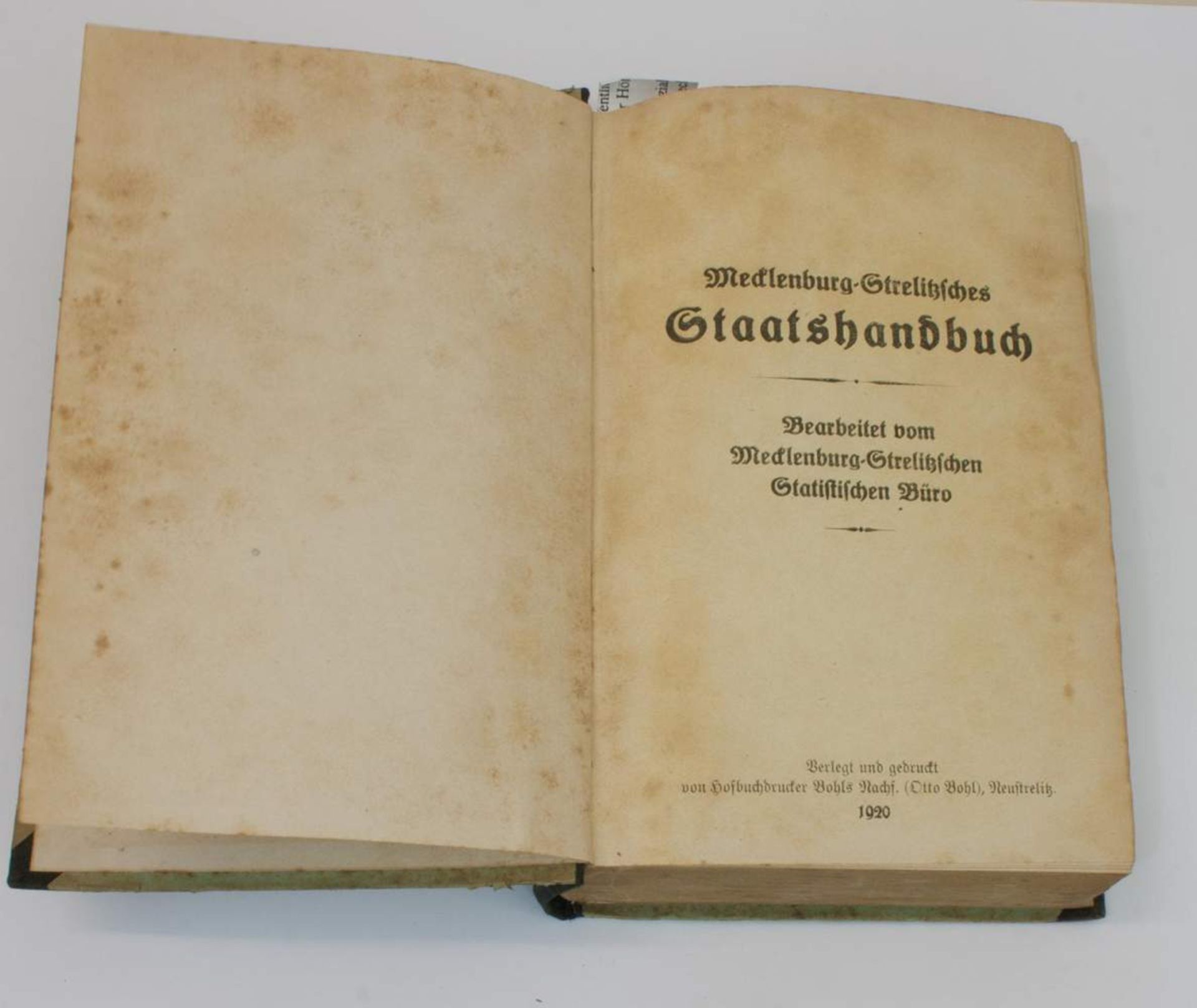 Staatshandbuch"Mecklenburg-Strelitzsches Staatshandbuch", Verlag der Hofbuchdruckerei Bohls/