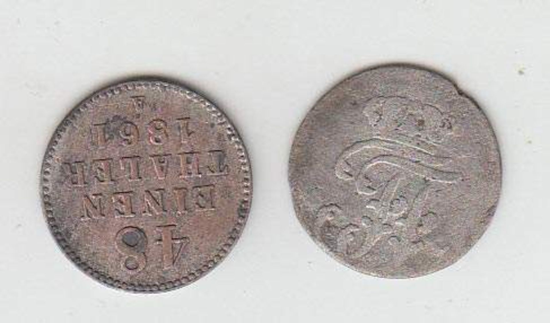 2 Münzen1 Shilling Mecklenburg 1799 u. 1/48 Taler Mecklenburg Schwerin 1861Aufrufpreis: 10 EUR - Image 2 of 2