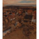 Reserve: 190 EUR        Hertling, Wilhelm Jakob: Abendstimmung über einem Dorf in der fränkischen