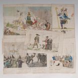 5 kolorierte Karikatur-Radierungen. Frankreich 1815. In französischer Sprache. Zwar in