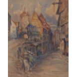 Reserve: 80 EUR        Jacobshagen-Binder, Betty: Plönlein - Rothenburg o.d.T. Aquarell, links unten